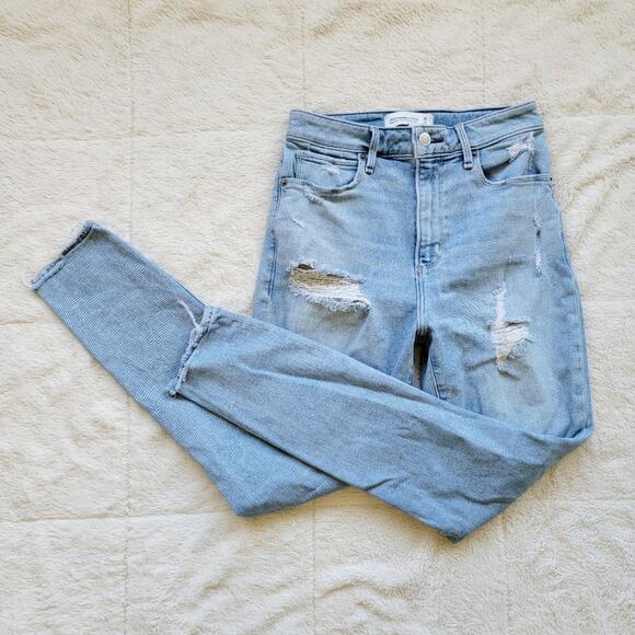 A&F High Rise Distressed Super Skinny Ankle Jeans - Picture 1 of 5